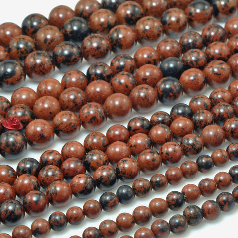 Natural Mahogany Obsidian smooth round beads loose stone wholesale gemstone for jewelry making bracelet necklace diy
