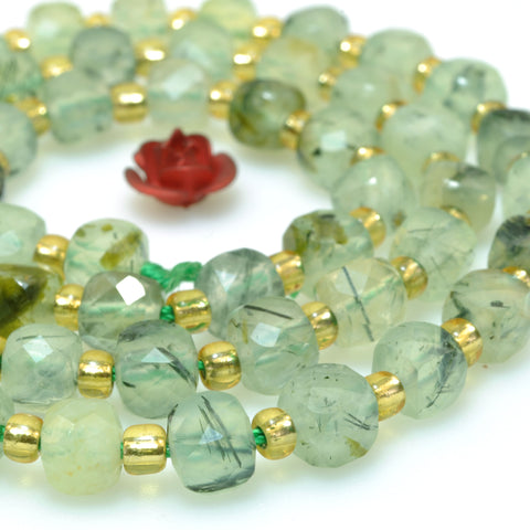 Natural green prehnite faceted cube loose beads gemstone wholesale jewelry making bracelet necklace diy