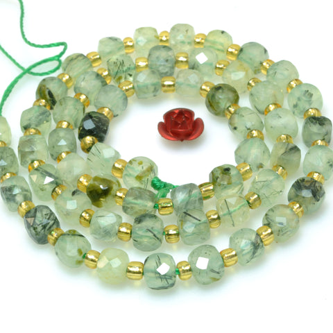 Natural green prehnite faceted cube loose beads gemstone wholesale jewelry making bracelet necklace diy