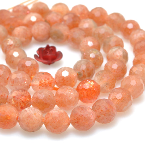Natural Golden Sunstone faceted round beads loose gemstone wholesale stone for jewelry making diy bracelet necklace