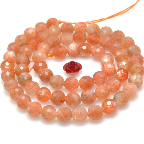 Natural Golden Sunstone faceted round beads loose gemstone wholesale stone for jewelry making diy bracelet necklace