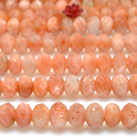 Natural Orange Golden Sunstone faceted rondelle beads wholesale gemstone loose for jewelry making