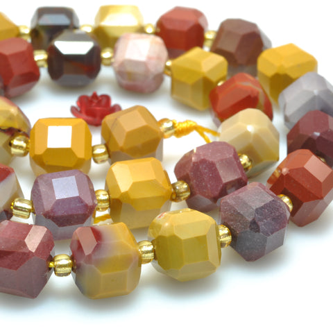 Natural Mookaite multicolor faceted cube loose beads wholesale gemstone semi precious stone for jewelry making bracelet necklace diy
