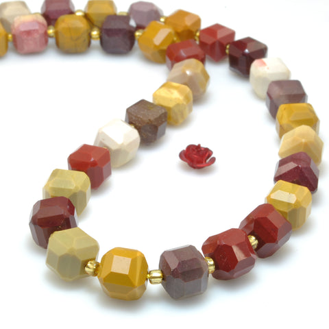 Natural Mookaite multicolor faceted cube loose beads wholesale gemstone semi precious stone for jewelry making bracelet necklace diy