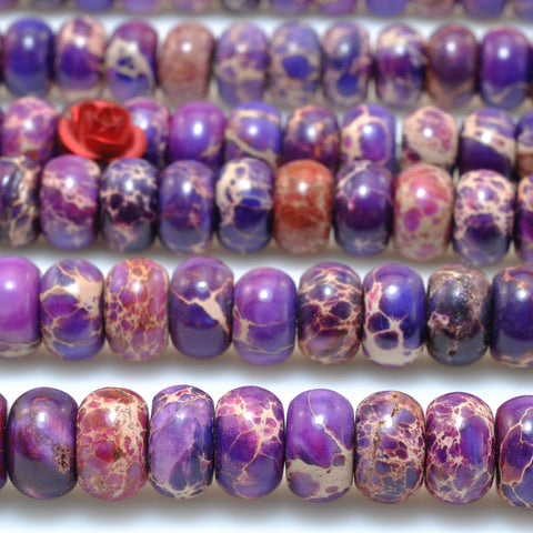 Purple imperial jasper smooth rondelle loose beads wholesale gemstone for jewelry making bracelet necklace diy