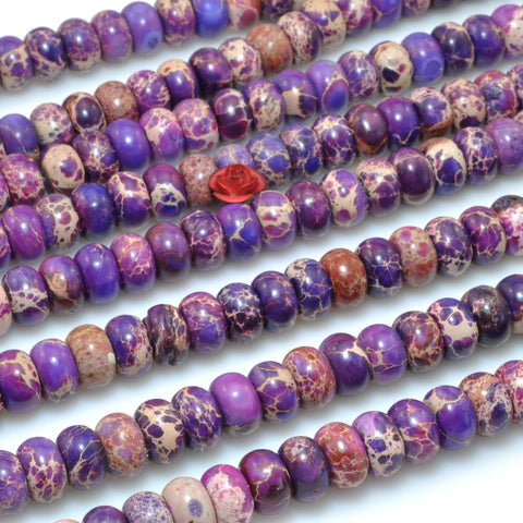 Purple imperial jasper smooth rondelle loose beads wholesale gemstone for jewelry making bracelet necklace diy