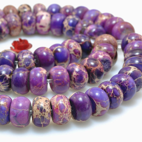 Purple imperial jasper smooth rondelle loose beads wholesale gemstone for jewelry making bracelet necklace diy