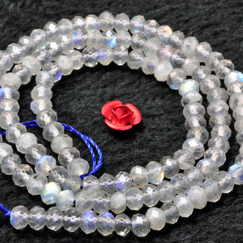 Natural Labradorite faceted rondelle beads wholesale loose gemstone semi precious stone for jewelry making diy
