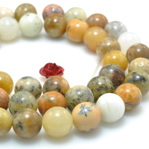 Multicolor Moss Opal Natural Stone smooth round beads gemstone wholesale for jewelry making bracelet necklace 8mm