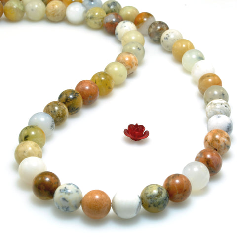 Multicolor Moss Opal Natural Stone smooth round beads gemstone wholesale for jewelry making bracelet necklace 8mm