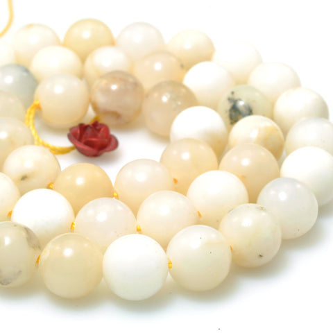 Natural White Opal smooth round beads gemstone wholesale jewelry making bracelet necklace diy