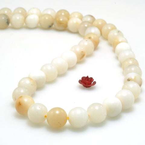 Natural White Opal smooth round beads gemstone wholesale jewelry making bracelet necklace diy