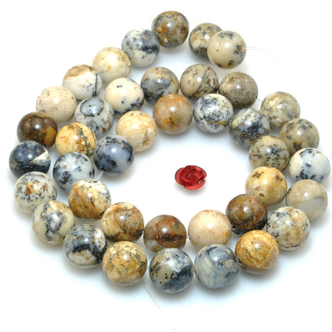 Natural black Moss Opal smooth round loose beads wholesale gemstone jewelry making bracelet necklace DIY