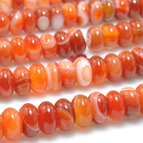 Red Banded Agate smooth rondelle beads Stripe Agate stone wholesale gemstone for jewelry making diy bracelet