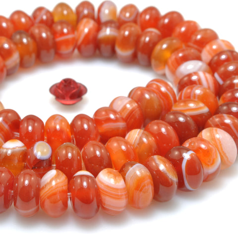 Red Banded Agate smooth rondelle beads Stripe Agate stone wholesale gemstone for jewelry making diy bracelet