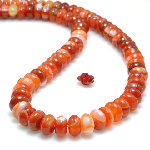 Red Banded Agate smooth rondelle beads Stripe Agate stone wholesale gemstone for jewelry making diy bracelet