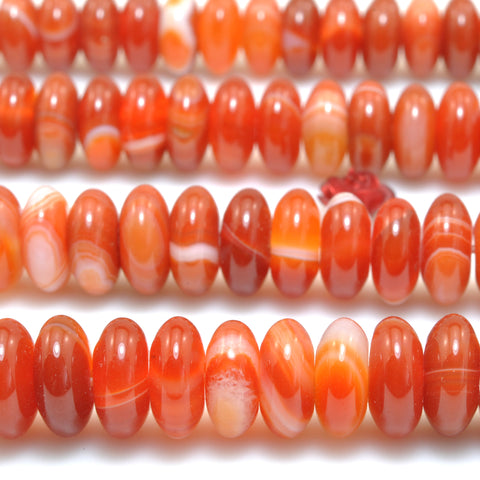 Red Banded Agate smooth rondelle beads Stripe Agate stone wholesale gemstone for jewelry making diy bracelet