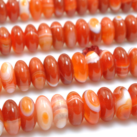Red Banded Agate smooth rondelle beads Stripe Agate stone wholesale gemstone for jewelry making diy bracelet