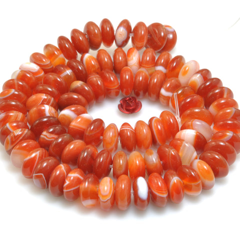 Red Banded Agate smooth rondelle beads Stripe Agate stone wholesale gemstone for jewelry making diy bracelet