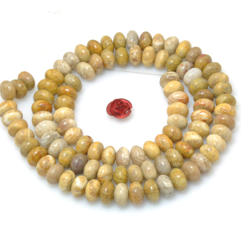 Natural Indonesian Fossil Coral Jasper smooth rondelle beads wholesale gemstone jewelry making bracelet DIY