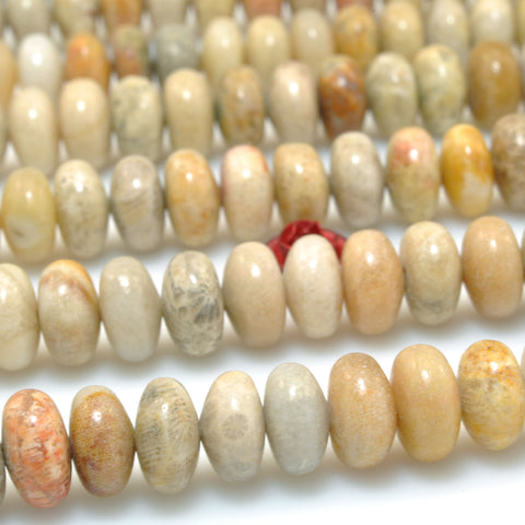 Natural Indonesian Fossil Coral Jasper smooth rondelle beads wholesale gemstone jewelry making bracelet diy