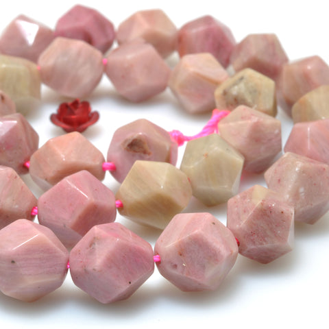 Natural Pink Rhodonite star cut faceted nugget beads wholesale gemstone for jewelry making bracelet diy