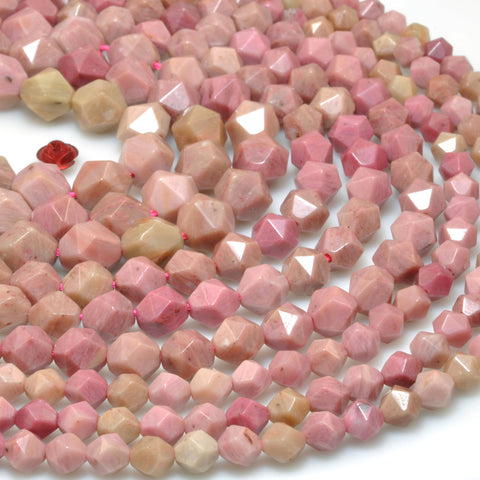 Natural Pink Rhodonite star cut faceted nugget beads wholesale gemstone for jewelry making bracelet diy