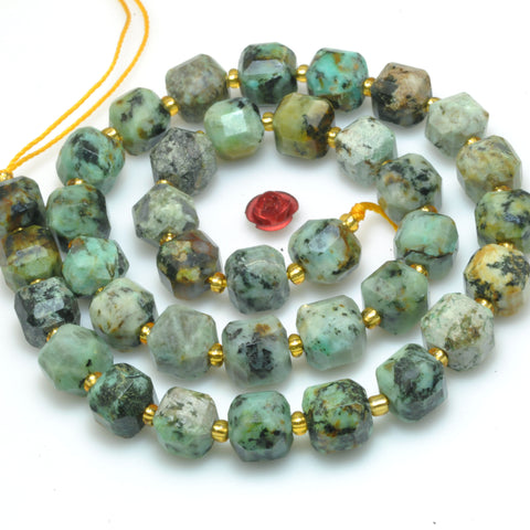 Natural African turquoise faceted cube loose beads green stone wholesale gemstone for jewelry making bracelet diy