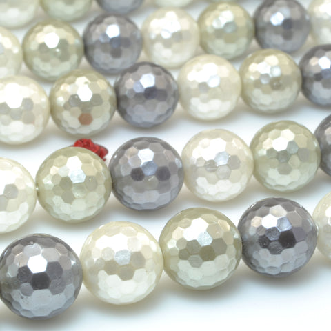 Mixed color Shell Pearl faceted round beads gemstone wholesale jewelry making bracelet necklace diy
