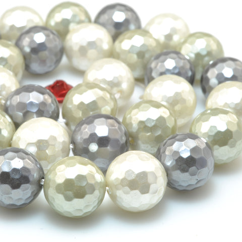 Mixed color Shell Pearl faceted round beads gemstone wholesale jewelry making bracelet necklace diy