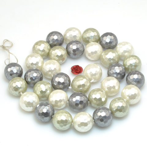 Mixed color Shell Pearl faceted round beads gemstone wholesale jewelry making bracelet necklace diy