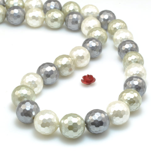 Mixed color Shell Pearl faceted round beads gemstone wholesale jewelry making bracelet necklace diy