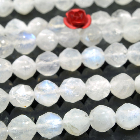 Natural rainbow moonstone diamond faceted round loose beads white gemstone wholesale for jewelry making bracelet diy