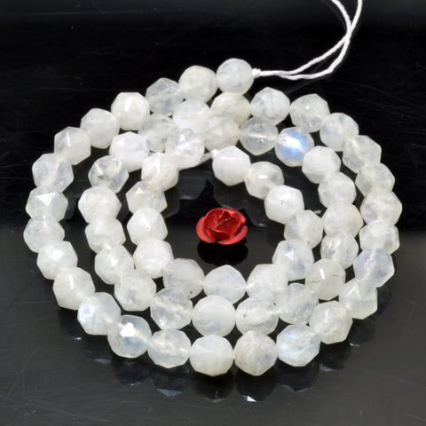 Natural rainbow moonstone diamond faceted round loose beads white gemstone wholesale for jewelry making bracelet diy