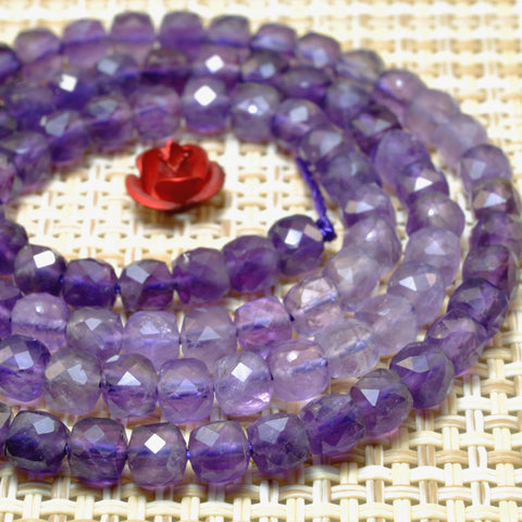 Natural Amethyst faceted cube beads wholesale loose gemstone purple stone for jewelry making bracelet necklace DIY