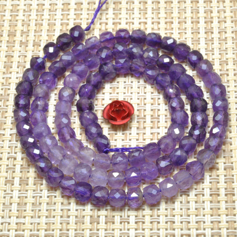 Natural Amethyst faceted cube beads wholesale loose gemstone purple stone for jewelry making bracelet necklace DIY