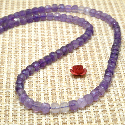 Natural Amethyst faceted cube beads wholesale loose gemstone purple stone for jewelry making bracelet necklace DIY