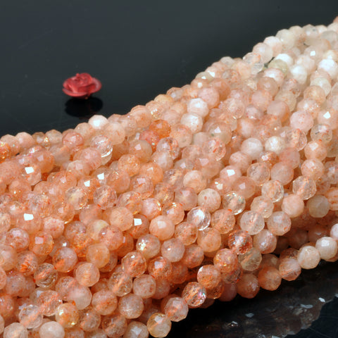 Natural Orange Golden Sunstone faceted round beads wholesale gemstone for jewelry making bracelet diy