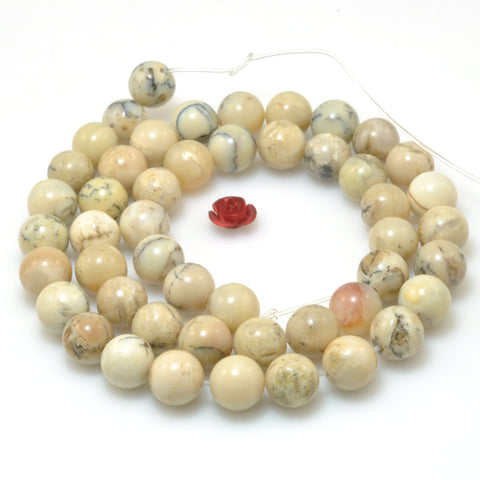 Natural African Opal Stone smooth round beads wholesale gemstone for jewelry making bracelet necklace diy 15"