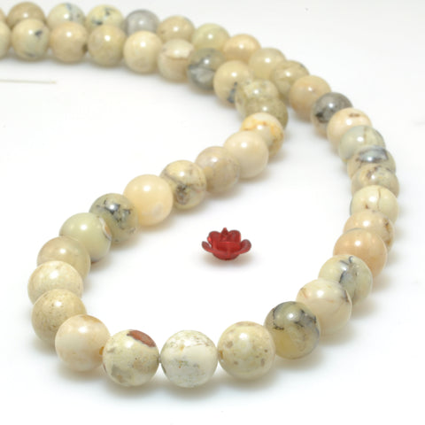 Natural African Opal Stone smooth round beads wholesale gemstone for jewelry making bracelet necklace diy 15"