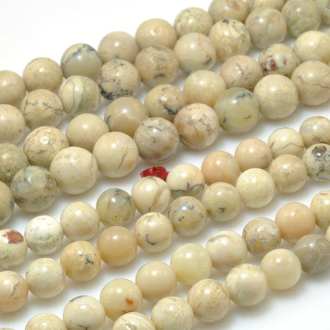 Natural African Opal Stone smooth round beads wholesale gemstone for jewelry making bracelet necklace diy 15"