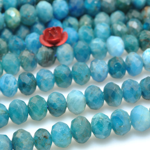 YesBeads natural blue Apatite faceted loose rondelle beads gemstone wholesale jewelry making 15"