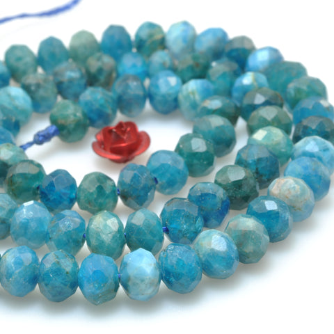 YesBeads natural blue Apatite faceted loose rondelle beads gemstone wholesale jewelry making 15"