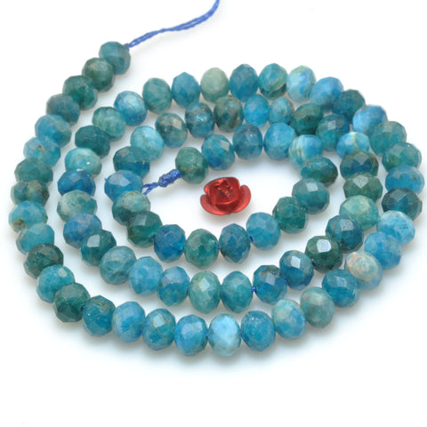 YesBeads natural blue Apatite faceted loose rondelle beads gemstone wholesale jewelry making 15"