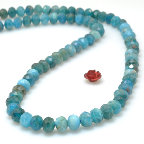 YesBeads natural blue Apatite faceted loose rondelle beads gemstone wholesale jewelry making 15"