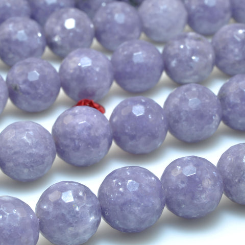 Natural Lepidolite stone faceted round loose beads wholesale gemstone for jewelry making bracelet 12mm