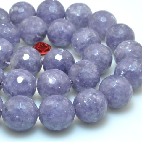 Natural Lepidolite stone faceted round loose beads wholesale gemstone for jewelry making bracelet 12mm