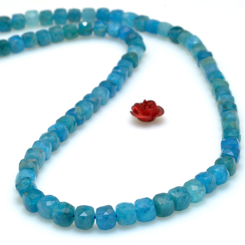 Natural Blue Apatite Stone faceted cube loose beads wholesale gemstone for jewelry making bracelet diy stuff