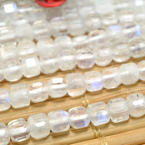 Natural Dainty Rainbow Moonstone faceted cube beads wholesale loose gemstone for jewelry making minimalist bracelet Necklace DIY