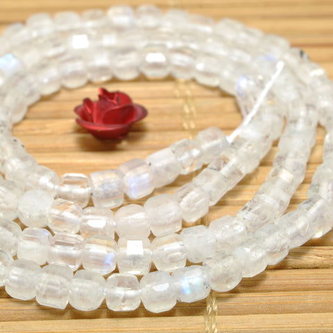 Natural Dainty Rainbow Moonstone faceted cube beads wholesale loose gemstone for jewelry making minimalist bracelet Necklace DIY